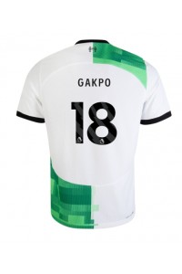 Liverpool Cody Gakpo #18 Jalkapallovaatteet Vieraspaita 2023-24 Lyhythihainen